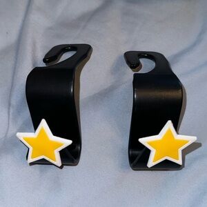 Yellow star, white black car, purse hook, decor, seat,cover accessory